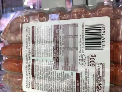 Lista de ingredientes del producto Plateau de saucisses de volaille Piquebroche,  L'étal du volailler 600 g