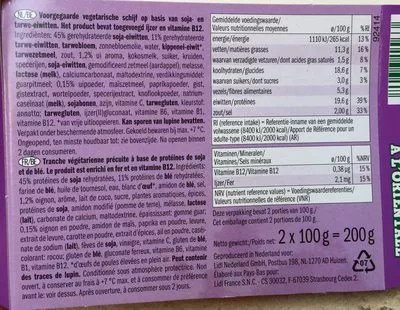 Lista de ingredientes del producto Escaloppe vegetarienne My Best Veggie 