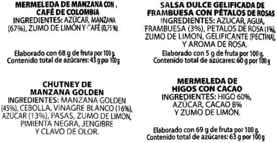 Lista de ingredientes del producto Mermeladas surtidas "Deluxe" Deluxe 172 g (4 x 43 g)