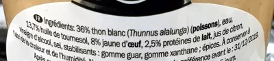 Lista de ingredientes del producto Mousse de thon blanc Deluxe 110 g