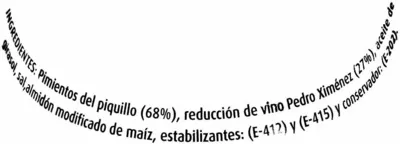 Lista de ingredientes del producto Pimiento piquillo caramelizado Deluxe 110 g (neto), 120 ml