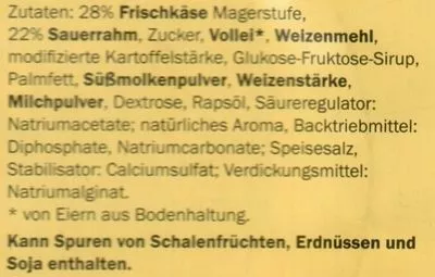 Lista de ingredientes del producto Emsländer Käsekuchen Confiserie Firenze, Firenze 900g