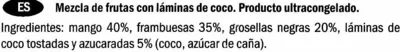 Lista de ingredientes del producto Mezcla de frutas congeladas Lidl 300 g