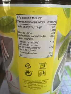 Lista de ingredientes del producto Freetea  