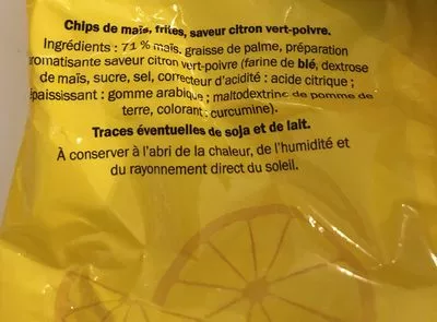 Lista de ingredientes del producto Tortilla chips El Tequito 150.0 g