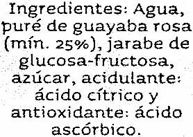 Lista de ingredientes del producto Nectar de Guayaba Solevita 1 l