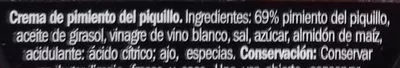 Lista de ingredientes del producto Crema De Pimiento Del Piquillo Deluxe 140 g, 150 ml