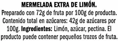 Lista de ingredientes del producto Mermelada de limón "Deluxe" Deluxe 320 g (neto)