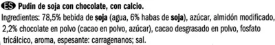 Lista de ingredientes del producto Postre de soja con chocolate Milbona 400 g (4 x 100 g)