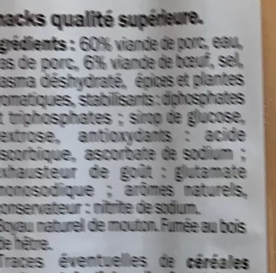 Lista de ingredientes del producto Knacks d'Alsace Saveurs De Nos Regions Lidl, Sans marque, SSA 260 g