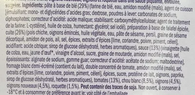 Lista de ingredientes del producto Wrap Veggie Falafel légumes McEnnedy 190 g