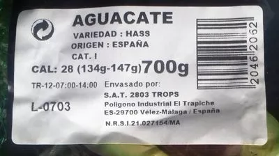 Lista de ingredientes del producto Aguacate Avoax 700 g