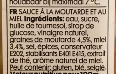 Lista de ingredientes del producto Honey Mustard Dressing Hema 