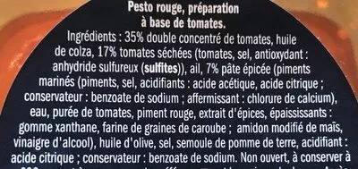 Lista de ingredientes del producto Pesto Rosso (Pesto rouge) Italiamo 