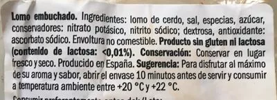 Lista de ingredientes del producto Lomo Embuchado Realvalle 