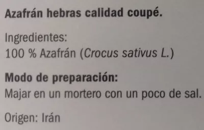 Lista de ingredientes del producto Azafran Deluxe 