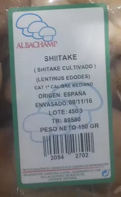 Lista de ingredientes del producto Shiitake Albachamp 150 g