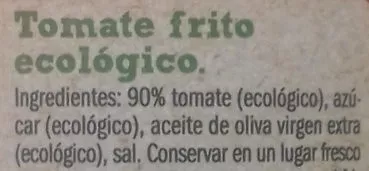 Lista de ingredientes del producto Tomate frito  bio organic Freshona 300 g