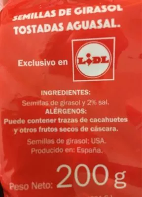 Lista de ingredientes del producto Pipas aguasal  200 g