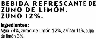 Lista de ingredientes del producto Limonada Solevita, Vitafit 750 ml