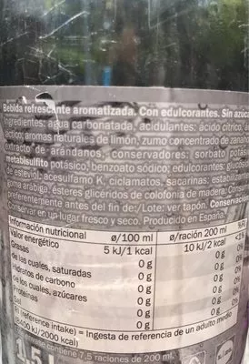 Lista de ingredientes del producto Tinto de verano sin alcohol sabor limon  