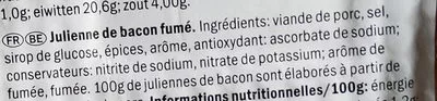 Lista de ingredientes del producto Julienne De Bacon Saint Alby 200 g