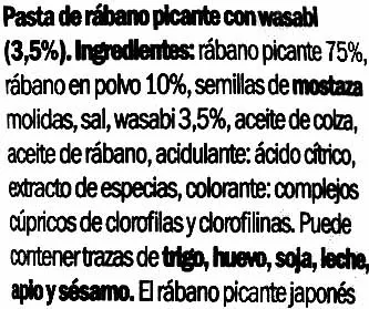 Lista de ingredientes del producto Pasta de wasabi VitAsia 43 g