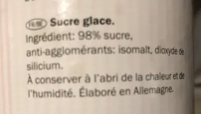 Lista de ingredientes del producto Sucre glace Belbake 250.0 g