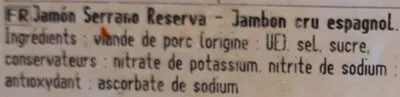 Lista de ingredientes del producto Jambon à l'os Sol & Mar 6.5 kg environ