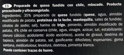 Lista de ingredientes del producto Chili-cheese Nuggets Culinea 250 g