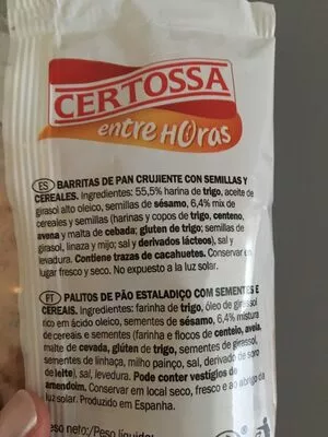 Lista de ingredientes del producto Cereales Certossa 