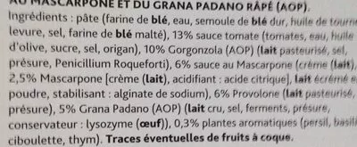 Lista de ingredientes del producto Pizza fromaggi Chef select 