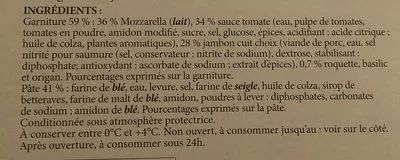 Lista de ingredientes del producto Pizza jambon fromage Toque Du Chef 