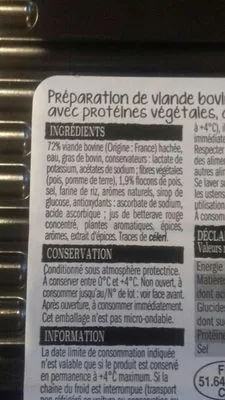 Lista de ingredientes del producto Boulettes au Bœuf L'Étal du Boucher 750 g