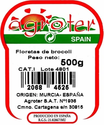 Lista de ingredientes del producto Floretes de brócoli Agroter 500 g