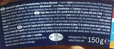 Lista de ingredientes del producto Yoghurt typ Apple Pie Mcennedy 150 g