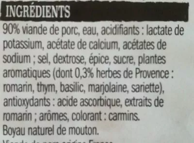 Lista de ingredientes del producto Chipolatas aux herbes L'étal du boucher, L'etal Du Boucher 660 g