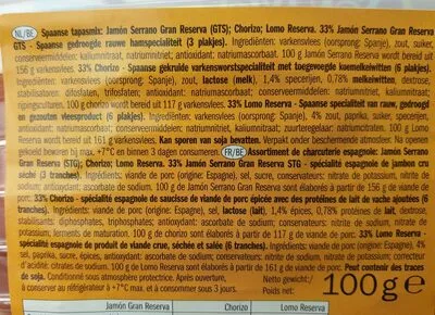 Lista de ingredientes del producto Spanische Tapas Platte Sol&Mar 100 g