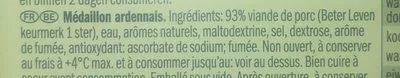 Lista de ingredientes del producto Médaillon ardennais Lidl 150 g