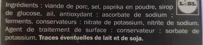 Lista de ingredientes del producto Chorizo Espagnol Dulano 200 g