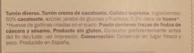 Lista de ingredientes del producto Turrón de cacahuete blando Dor 200 g