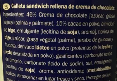 Lista de ingredientes del producto Captain rondo cacao Sondey 