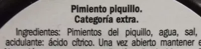 Lista de ingredientes del producto Pimiento piquillo Deluxe 220 g - neto, 180 - escurrido