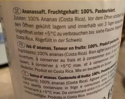 Lista de ingredientes del producto Ananas Solevita 