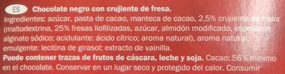 Lista de ingredientes del producto Chocolate fresa J.D. Gross 125 g