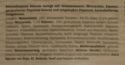 Lista de ingredientes del producto Pizza Alfredo 2x340g Diavolo Alfredo, Deliziosa 680 g (2 x 340g)