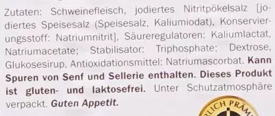 Lista de ingredientes del producto Krustenbraten Metzgerfrisch 80g