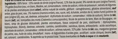 Lista de ingredientes del producto Pâté en Croûte de Dinde aux Marrons Deluxe 