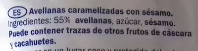 Lista de ingredientes del producto Caramelised hazelnuts with sesame seeds Eridanous 120 g