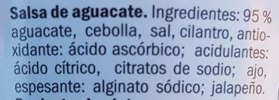 Lista de ingredientes del producto Guacamole Chef Select 200 g